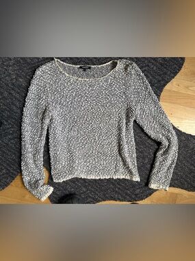Cozy Marled Crewneck Sweater in Cream and Black